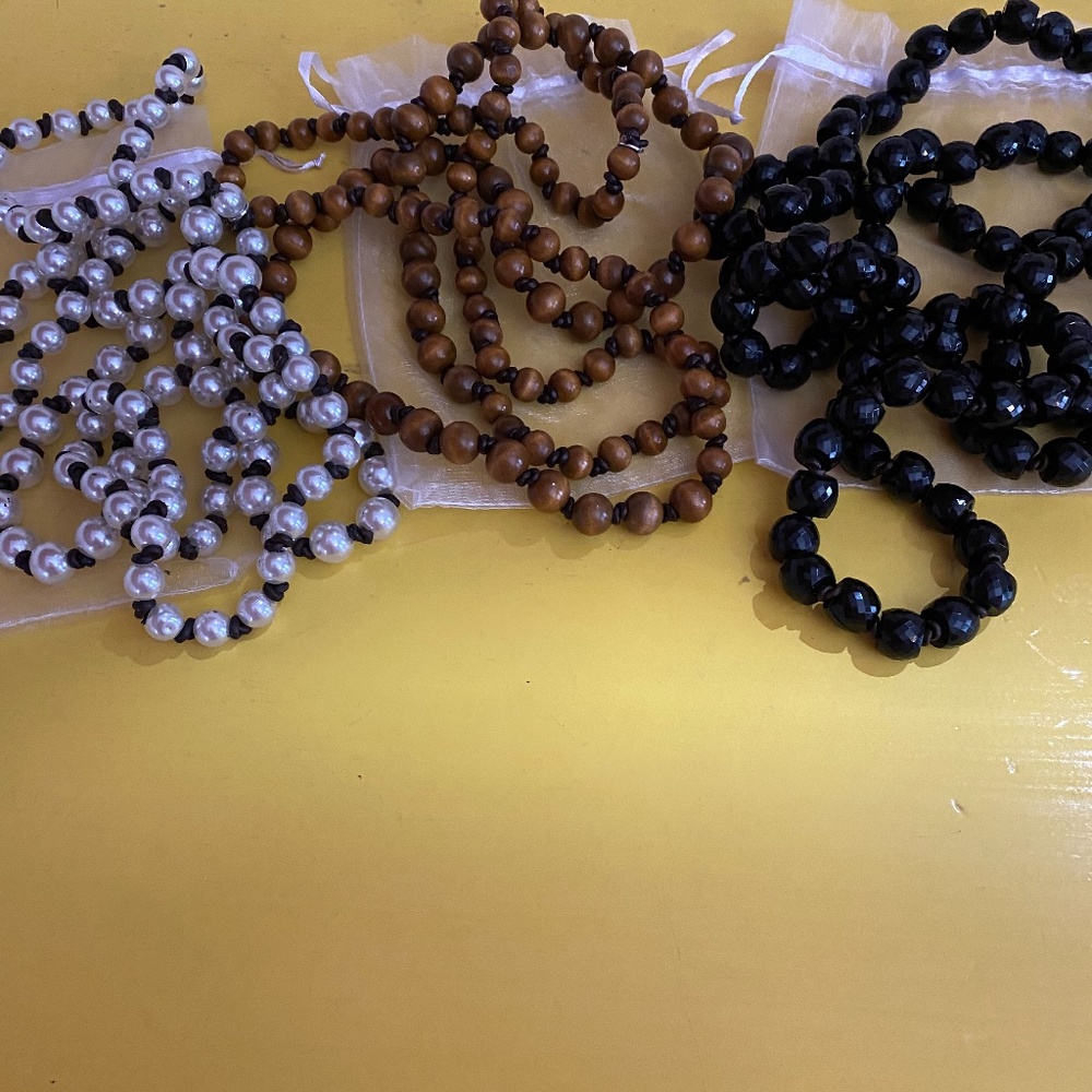 3 Plunder long beaded necklaces, New, 30" length